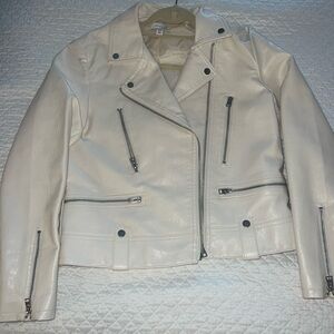 Topshop Off-White Leather Jacket